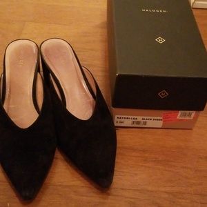 Halogen black suede mules